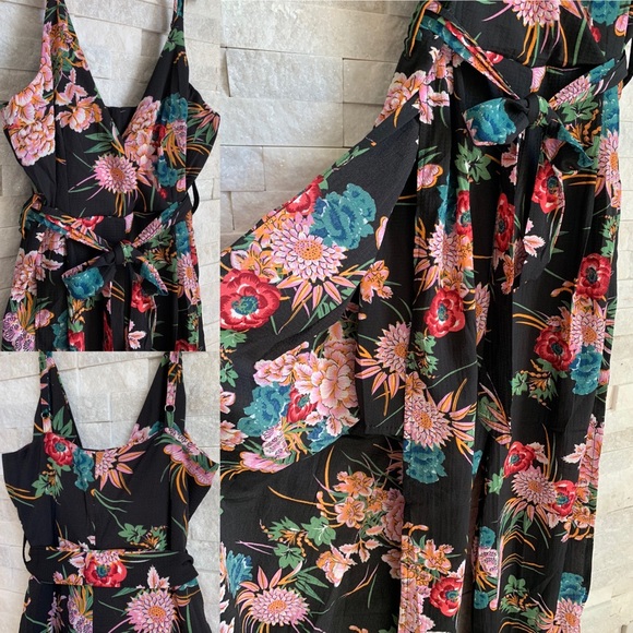 Black Spaghetti Strap Floral Jumper - Picture 3 of 5